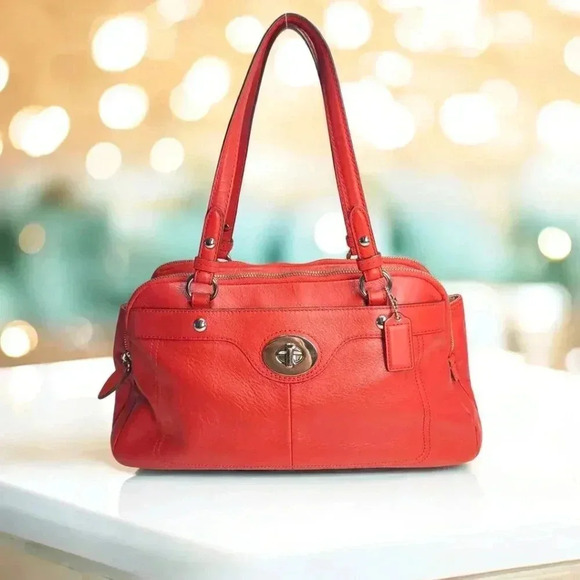 COACH Penelope Red Satchel with turnlock